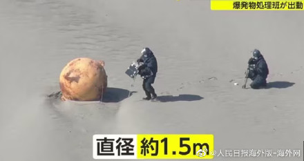 日本海岸现不明球状物:直径1.5米