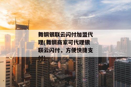 舞钢银联云闪付加盟代理(舞钢商家可代理银联云闪付，方便快捷支付)
