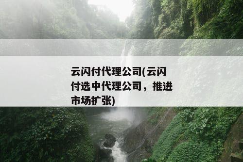 云闪付代理公司(云闪付选中代理公司，推进市场扩张)