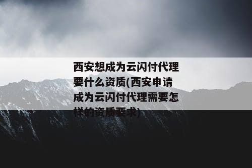 西安想成为云闪付代理要什么资质(西安申请成为云闪付代理需要怎样的资质要求)
