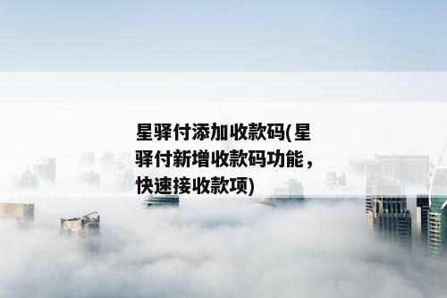 星驿付添加收款码(星驿付新增收款码功能，快速接收款项)