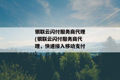 银联云闪付服务商代理(银联云闪付服务商代理，快速接入移动支付)