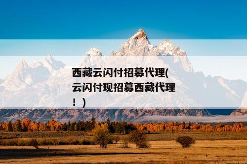 西藏云闪付招募代理(云闪付现招募西藏代理！)