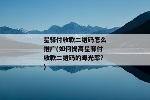 星驿付收款二维码怎么推广(如何提高星驿付收款二维码的曝光率？)