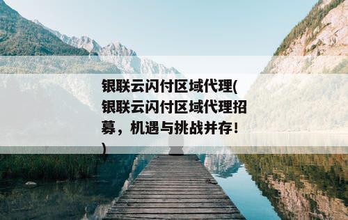 银联云闪付区域代理(银联云闪付区域代理招募，机遇与挑战并存！)