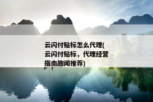 云闪付贴标怎么代理(云闪付贴标，代理经营指南趣闻推荐)