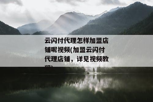 云闪付代理怎样加盟店铺呢视频(加盟云闪付代理店铺，详见视频教程)