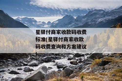 星驿付商家收款码收费标准(星驿付商家收款码收费查询和方案建议)
