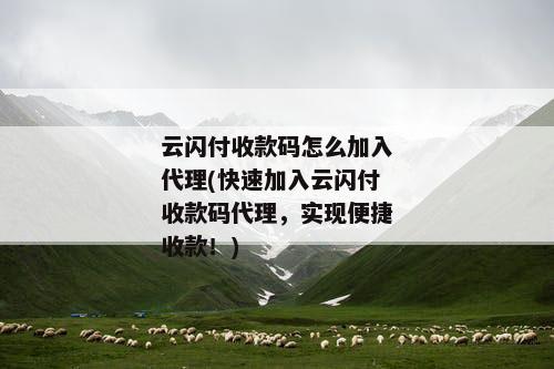 云闪付收款码怎么加入代理(快速加入云闪付收款码代理，实现便捷收款！)