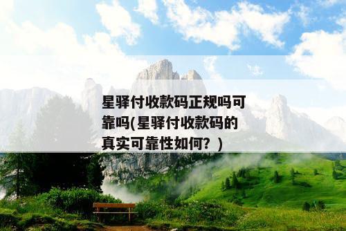 星驿付收款码正规吗可靠吗(星驿付收款码的真实可靠性如何？)