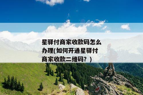 星驿付商家收款码怎么办理(如何开通星驿付商家收款二维码？)
