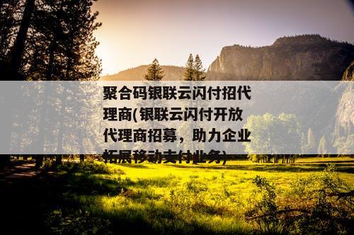 聚合码银联云闪付招代理商(银联云闪付开放代理商招募，助力企业拓展移动支付业务)