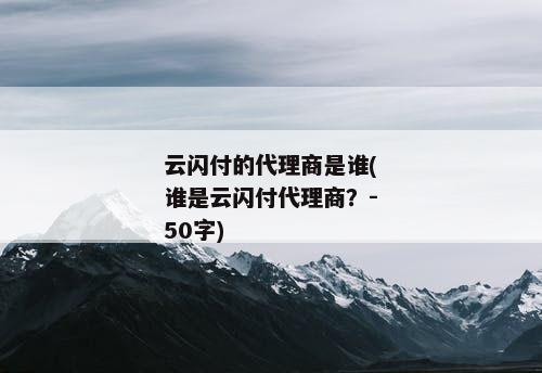 云闪付的代理商是谁(谁是云闪付代理商？-50字)