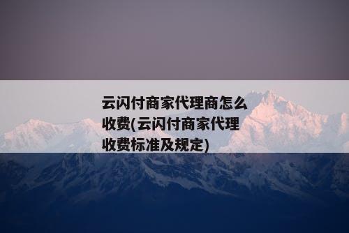 云闪付商家代理商怎么收费(云闪付商家代理收费标准及规定)