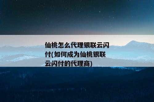 仙桃怎么代理银联云闪付(如何成为仙桃银联云闪付的代理商)
