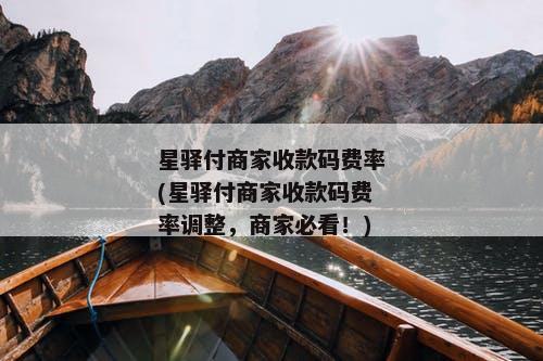 星驿付商家收款码费率(星驿付商家收款码费率调整，商家必看！)