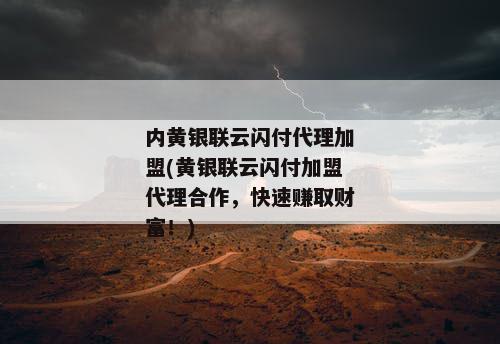 内黄银联云闪付代理加盟(黄银联云闪付加盟代理合作，快速赚取财富！)