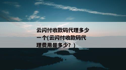 云闪付收款码代理多少一个(云闪付收款码代理费用是多少？)