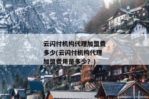 云闪付机构代理加盟费多少(云闪付机构代理加盟费用是多少？)