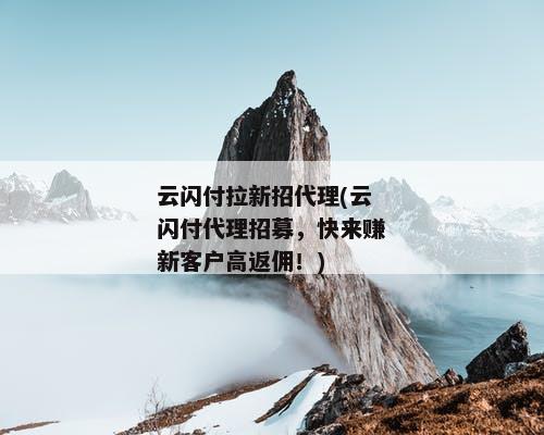 云闪付拉新招代理(云闪付代理招募，快来赚新客户高返佣！)