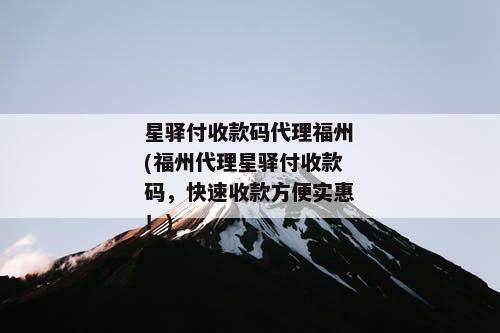 星驿付收款码代理福州(福州代理星驿付收款码，快速收款方便实惠！)
