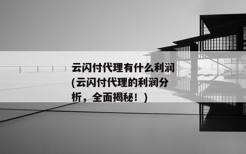 云闪付代理有什么利润(云闪付代理的利润分析，全面揭秘！)