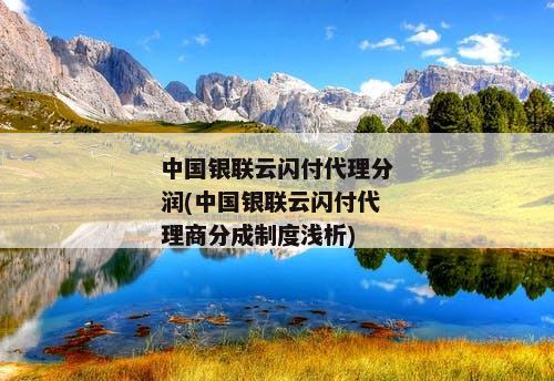 中国银联云闪付代理分润(中国银联云闪付代理商分成制度浅析)