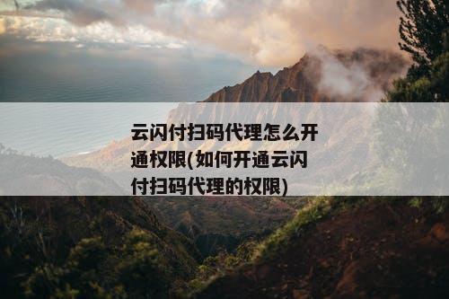 云闪付扫码代理怎么开通权限(如何开通云闪付扫码代理的权限)