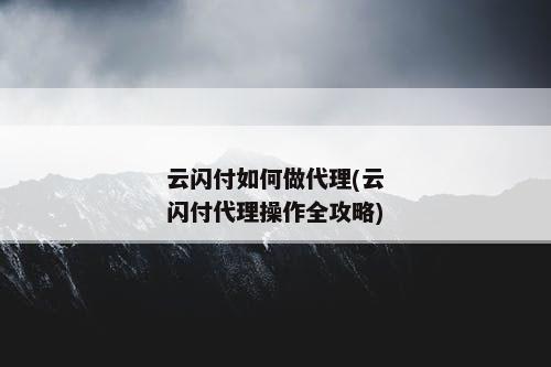 云闪付如何做代理(云闪付代理操作全攻略)