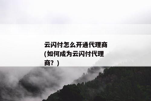 云闪付怎么开通代理商(如何成为云闪付代理商？)
