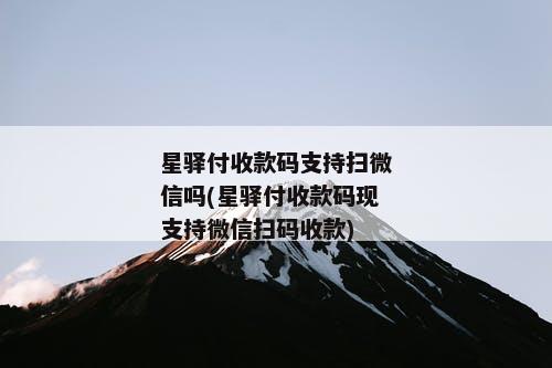 星驿付收款码支持扫微信吗(星驿付收款码现支持微信扫码收款)