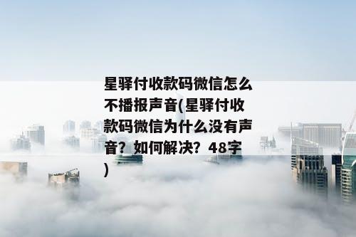 星驿付收款码微信怎么不播报声音(星驿付收款码微信为什么没有声音？如何解决？48字)