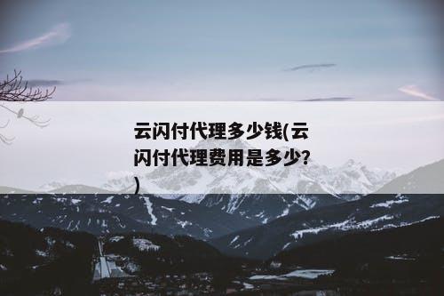 云闪付代理多少钱(云闪付代理费用是多少？)