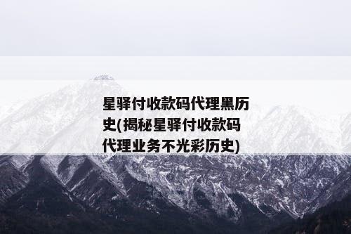 星驿付收款码代理黑历史(揭秘星驿付收款码代理业务不光彩历史)