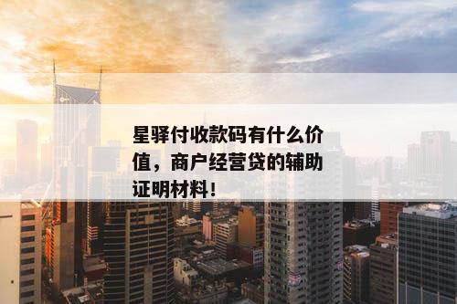 星驿付收款码有什么价值，商户经营贷的辅助证明材料！